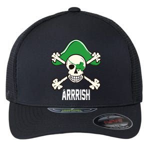 Arrrish Irish Clover skull St Patricks Day Flexfit Unipanel Trucker Cap