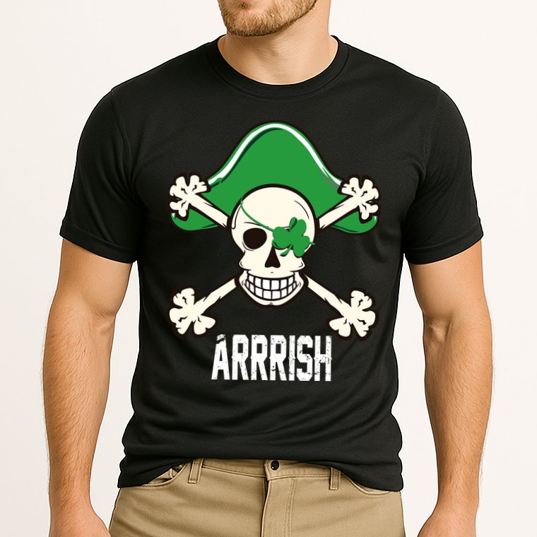 Arrrish Irish Clover skull St Patricks Day Performance Shirt
