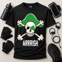 Arrrish Irish Clover skull St Patricks Day Performance Shirt
