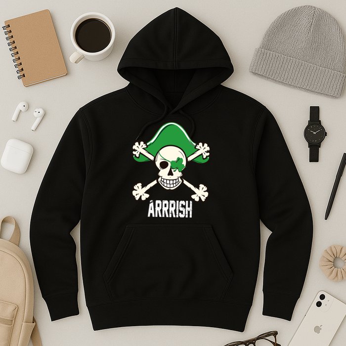Arrrish Irish Clover skull St Patricks Day Hoodie