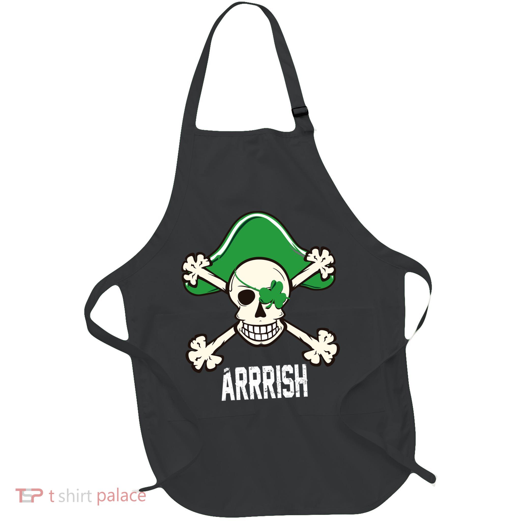 Arrrish Irish Clover skull St Patricks Day Apron