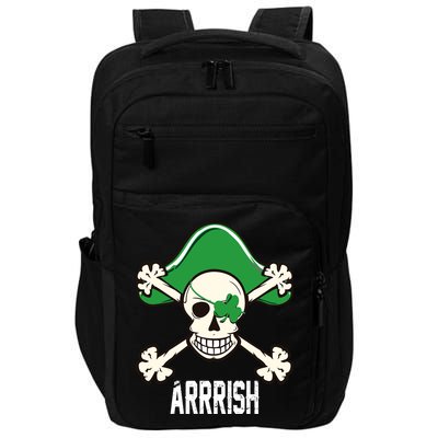 Arrrish Irish Clover skull St Patricks Day Impact Tech Backpack