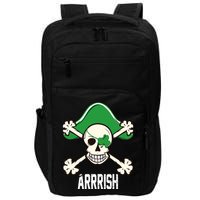 Arrrish Irish Clover skull St Patricks Day Impact Tech Backpack