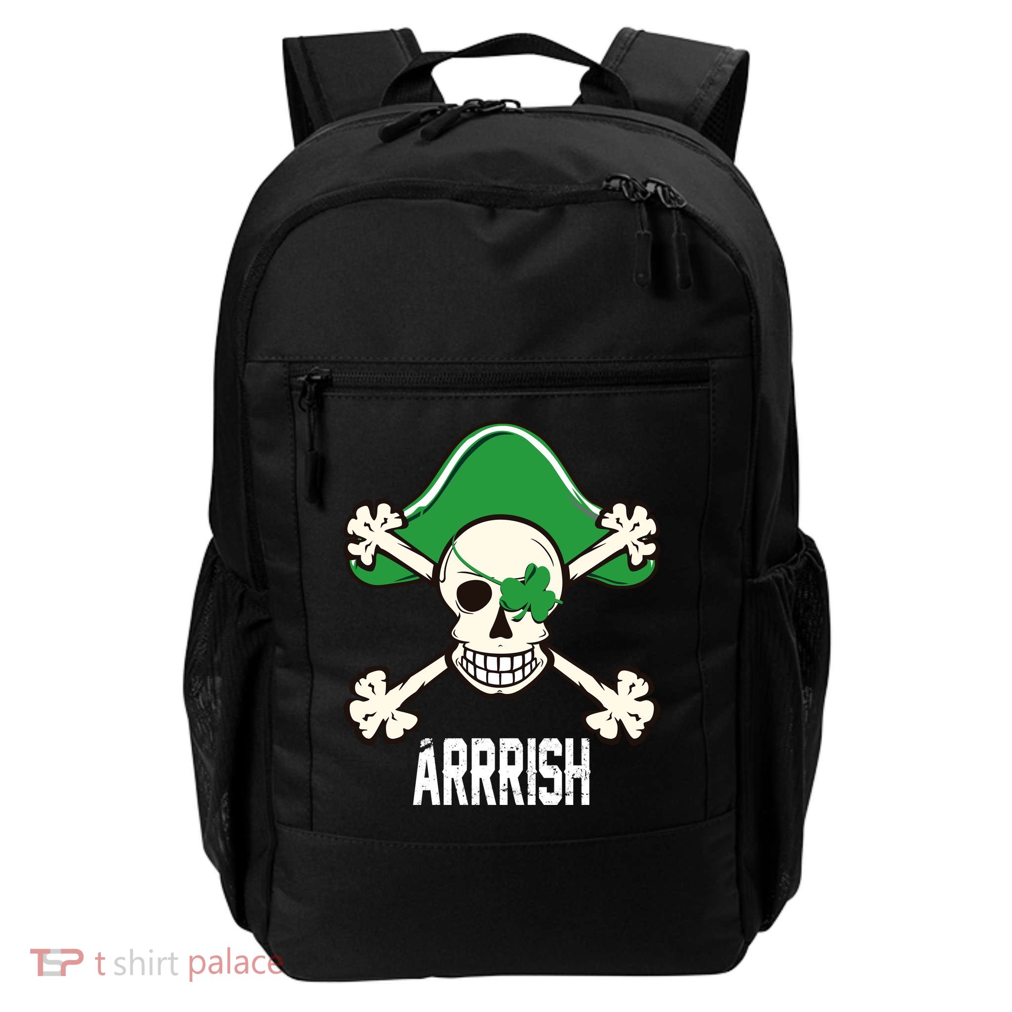 Arrrish Irish Clover skull St Patricks Day Daily Commute Backpack
