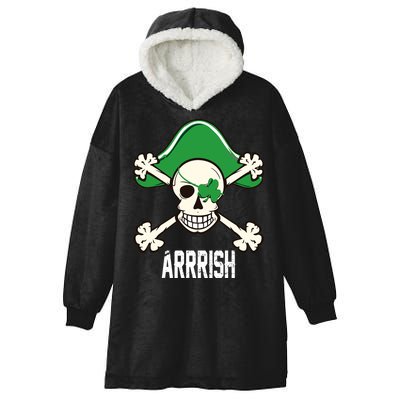 Arrrish Irish Clover skull St Patricks Day Hooded Wearable Blanket