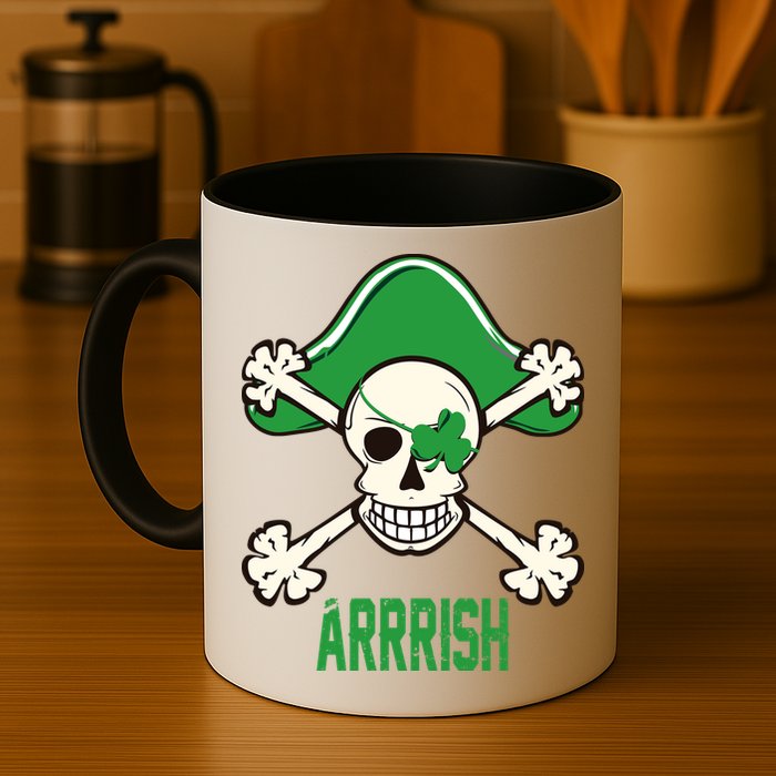 Arrrish Irish Clover skull St Patricks Day Mug