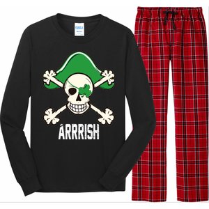 Arrrish Irish Clover skull St Patricks Day Long Sleeve Pajama Set