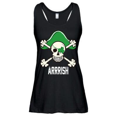 Arrrish Irish Clover skull St Patricks Day Ladies Essential Flowy Tank