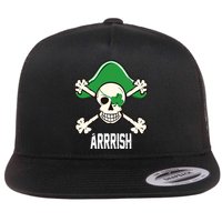 Arrrish Irish Clover skull St Patricks Day Flat Bill Trucker Hat