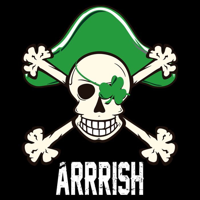Arrrish Irish Clover skull St Patricks Day Flat Bill Trucker Hat