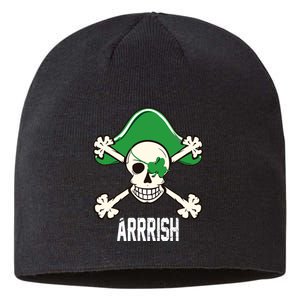 Arrrish Irish Clover skull St Patricks Day Sustainable Beanie