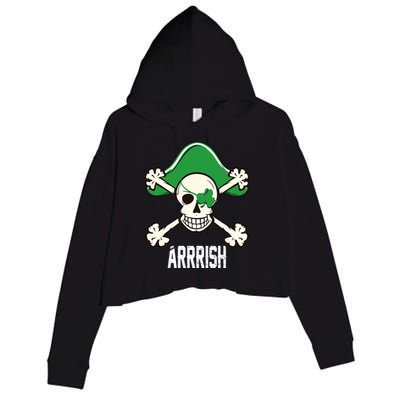 Arrrish Irish Clover skull St Patricks Day Crop Fleece Hoodie