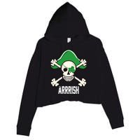 Arrrish Irish Clover skull St Patricks Day Crop Fleece Hoodie