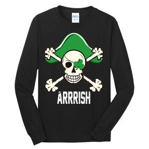 Arrrish Irish Clover skull St Patricks Day Tall Long Sleeve T-Shirt