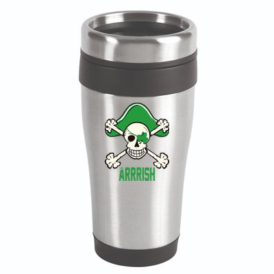 Arrrish Irish Clover skull St Patricks Day 16oz Travel Tumbler
