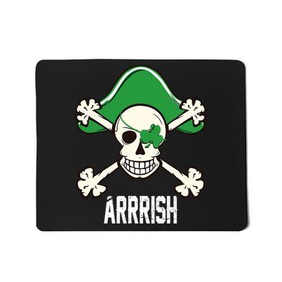 Arrrish Irish Clover skull St Patricks Day Mousepad
