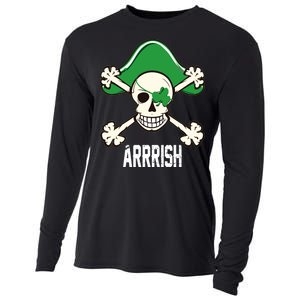 Arrrish Irish Clover skull St Patricks Day Cooling Performance Long Sleeve Crew