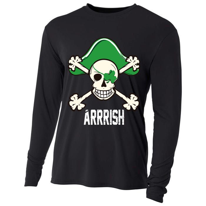 Arrrish Irish Clover skull St Patricks Day Cooling Performance Long Sleeve Crew
