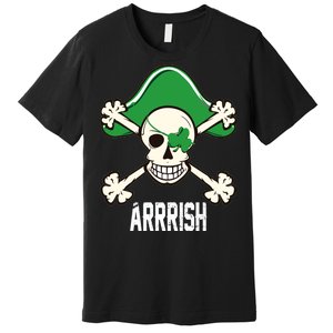 Arrrish Irish Clover skull St Patricks Day Premium T-Shirt