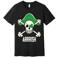 Arrrish Irish Clover skull St Patricks Day Premium T-Shirt
