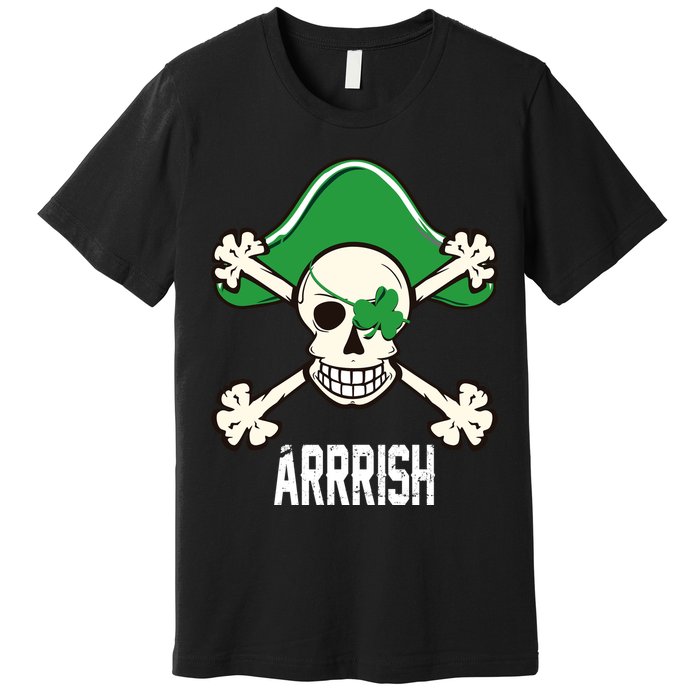 Arrrish Irish Clover skull St Patricks Day Premium T-Shirt