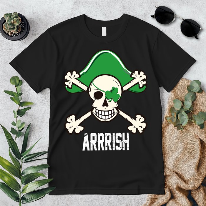 Arrrish Irish Clover skull St Patricks Day Premium T-Shirt