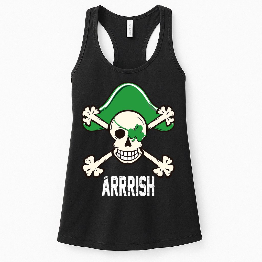 Arrrish Irish Clover skull St Patricks Day Womens Tank Top