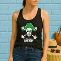 Arrrish Irish Clover skull St Patricks Day Womens Tank Top