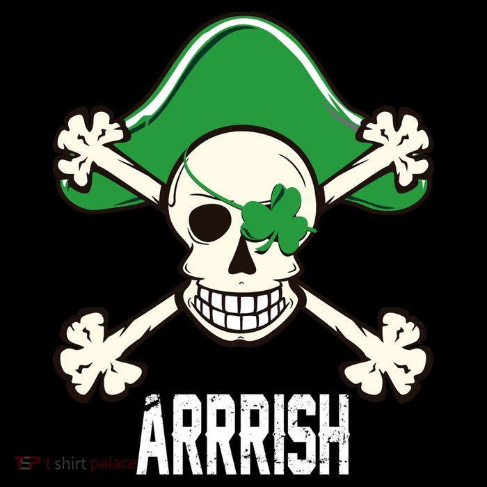 Arrrish Irish Clover skull St Patricks Day Pom Pom 12in Knit Beanie
