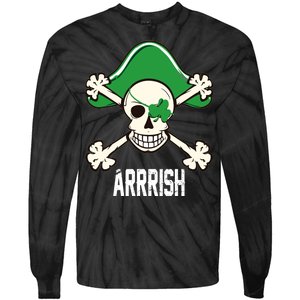 Arrrish Irish Clover skull St Patricks Day Tie-Dye Long Sleeve Shirt