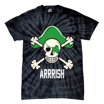 Arrrish Irish Clover skull St Patricks Day Tie-Dye T-Shirt