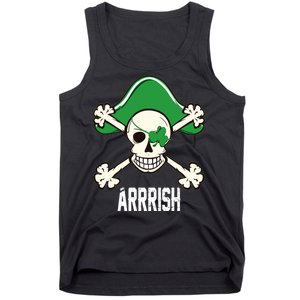 Arrrish Irish Clover skull St Patricks Day Tank Top