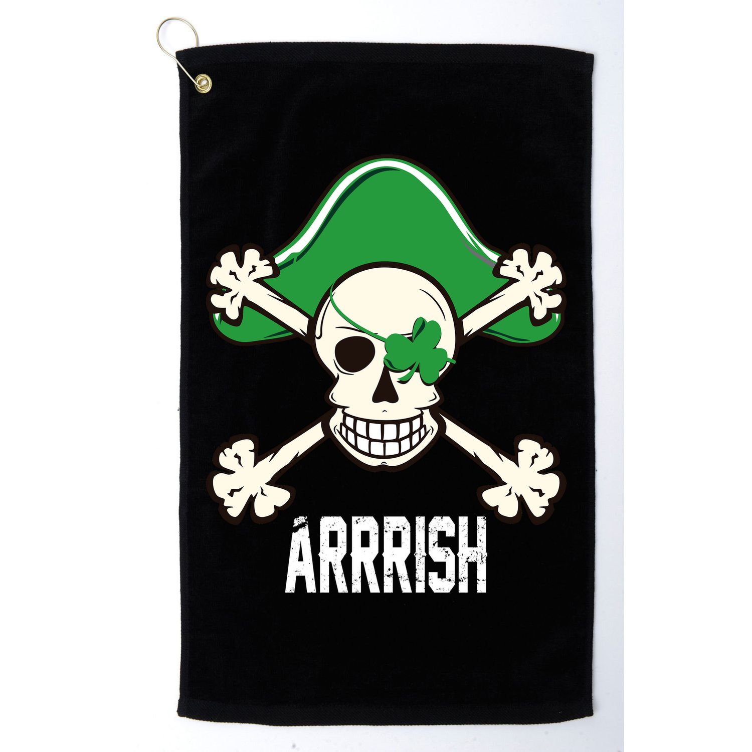 Arrrish Irish Clover skull St Patricks Day Golf Towel