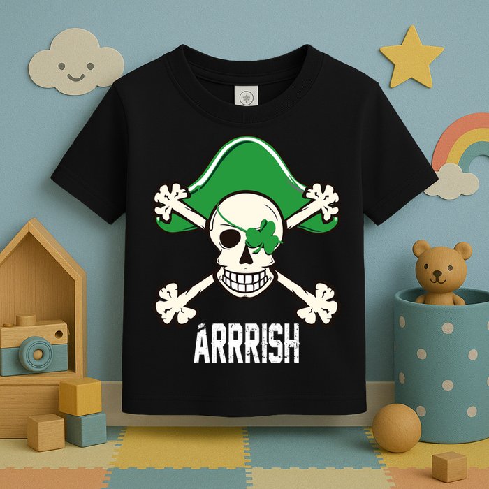 Arrrish Irish Clover skull St Patricks Day Toddler T-Shirt