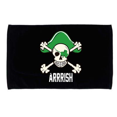 Arrrish Irish Clover skull St Patricks Day Microfiber Hand Towel