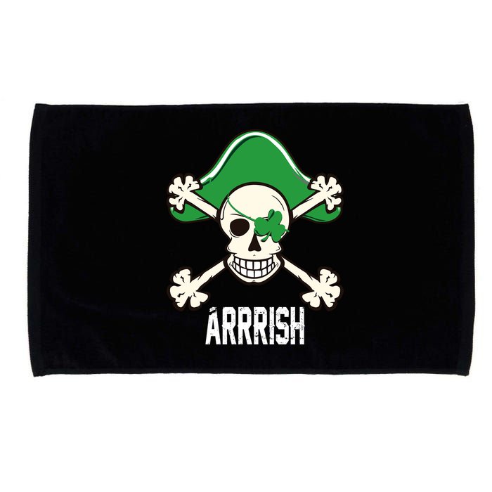 Arrrish Irish Clover skull St Patricks Day Microfiber Hand Towel
