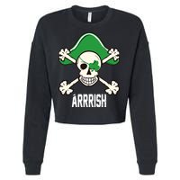Arrrish Irish Clover skull St Patricks Day Cropped Pullover Crew