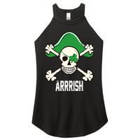 Arrrish Irish Clover skull St Patricks Day Women's Perfect Tri Rocker Tank