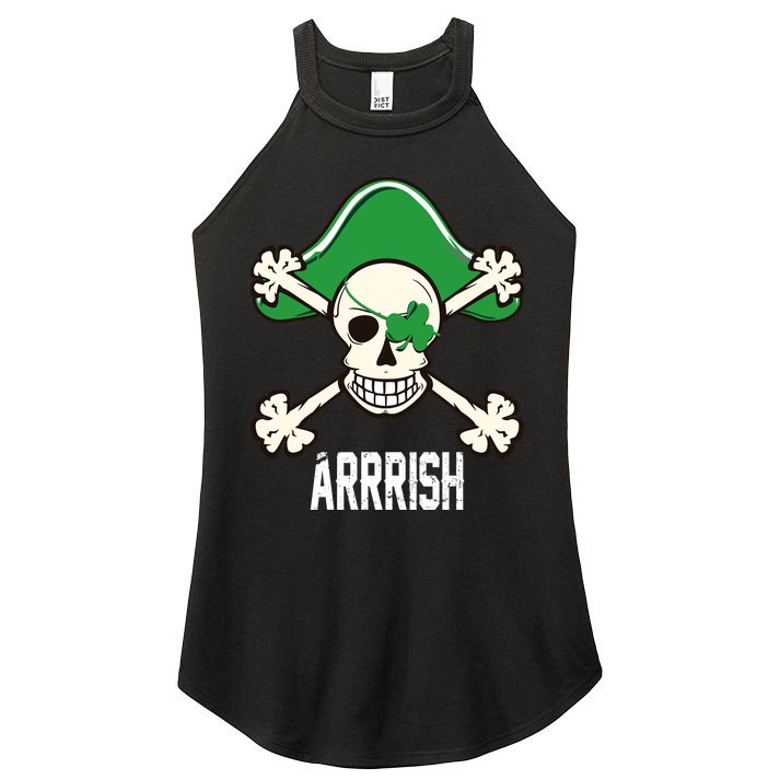 Arrrish Irish Clover skull St Patricks Day Women's Perfect Tri Rocker Tank