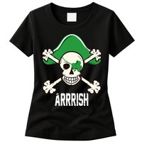 Arrrish Irish Clover skull St Patricks Day Womens T-Shirt