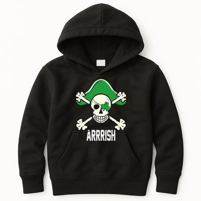 Arrrish Irish Clover skull St Patricks Day Kids Hoodie