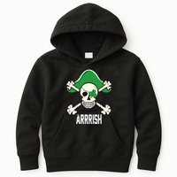 Arrrish Irish Clover skull St Patricks Day Kids Hoodie