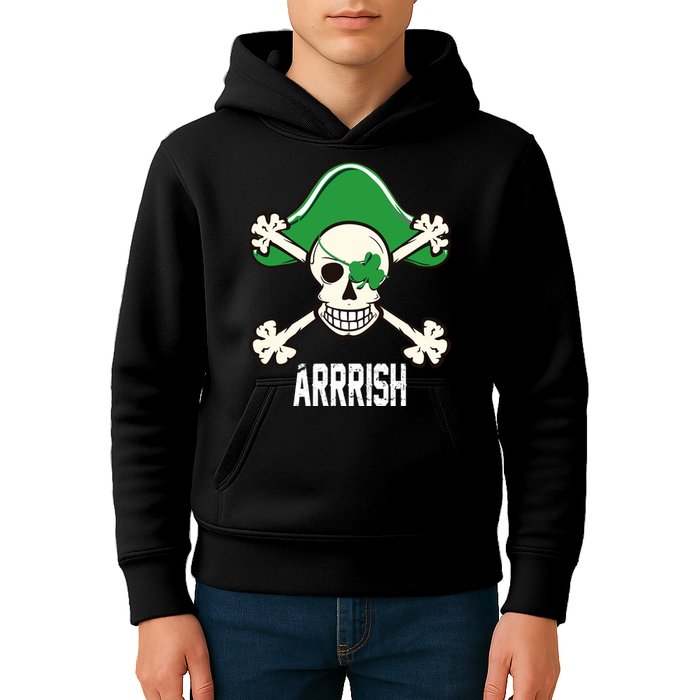 Arrrish Irish Clover skull St Patricks Day Kids Hoodie