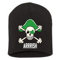 Arrrish Irish Clover skull St Patricks Day Short Acrylic Beanie