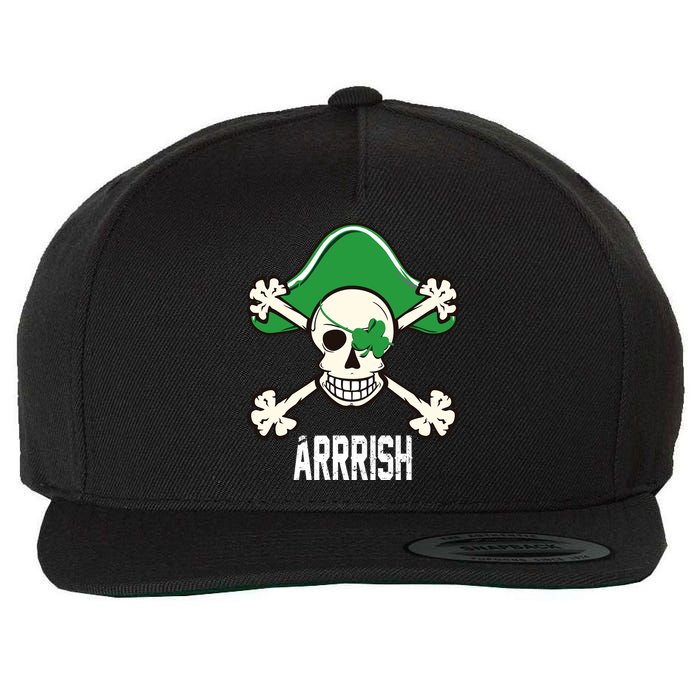 Arrrish Irish Clover skull St Patricks Day Wool Snapback Cap