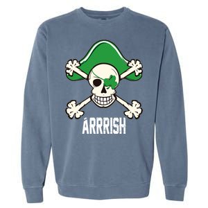 Arrrish Irish Clover skull St Patricks Day Garment-Dyed Sweatshirt