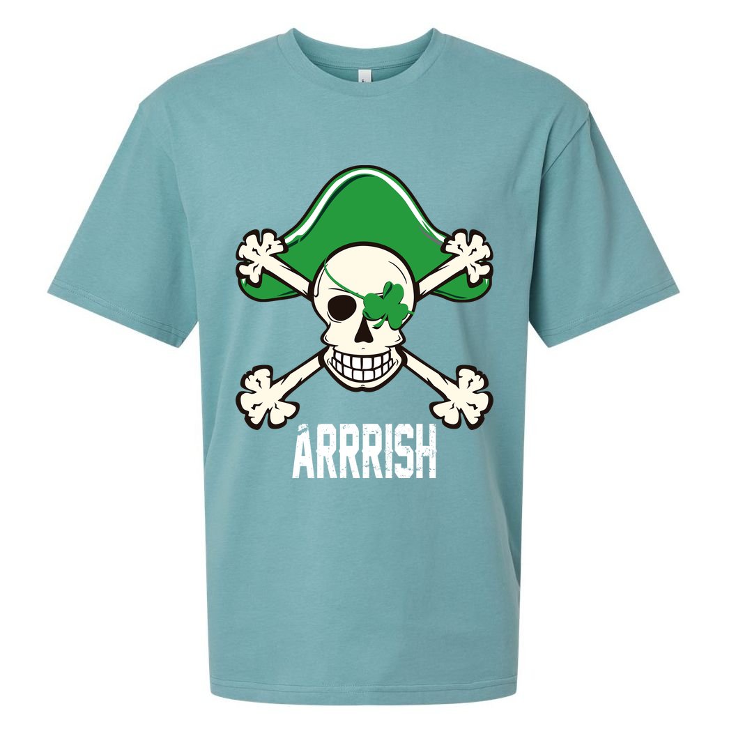 Arrrish Irish Clover skull St Patricks Day Sueded Cloud Jersey T-Shirt