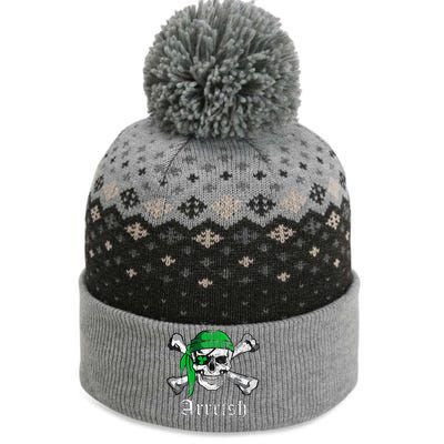 Arrrish Irish Pirate Skull Clover The Baniff Cuffed Pom Beanie