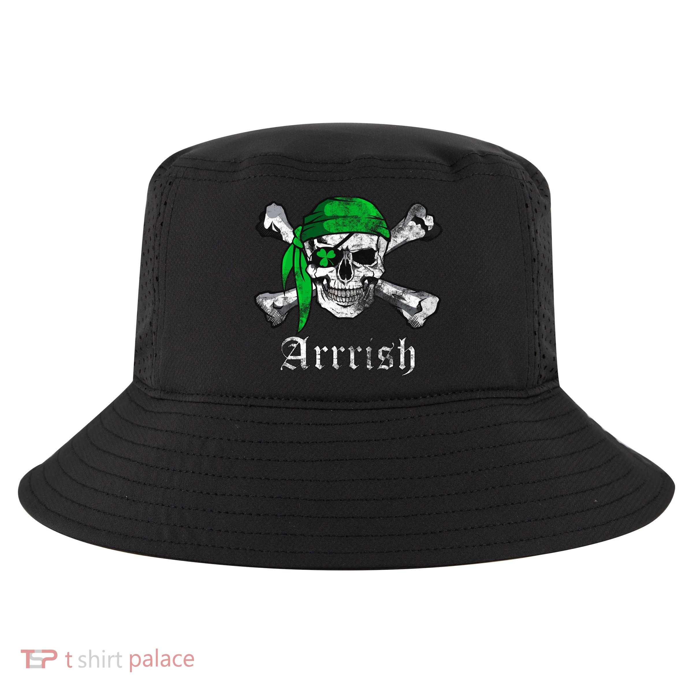 Arrrish Irish Pirate Skull Clover Cool Comfort Performance Bucket Hat