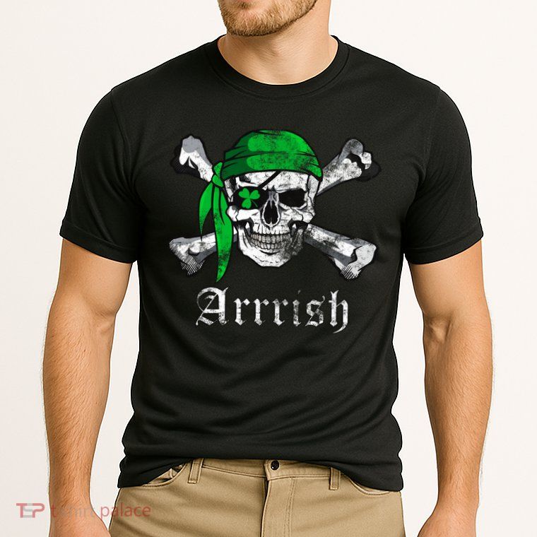 Arrrish Irish Pirate Skull Clover Performance Shirt
